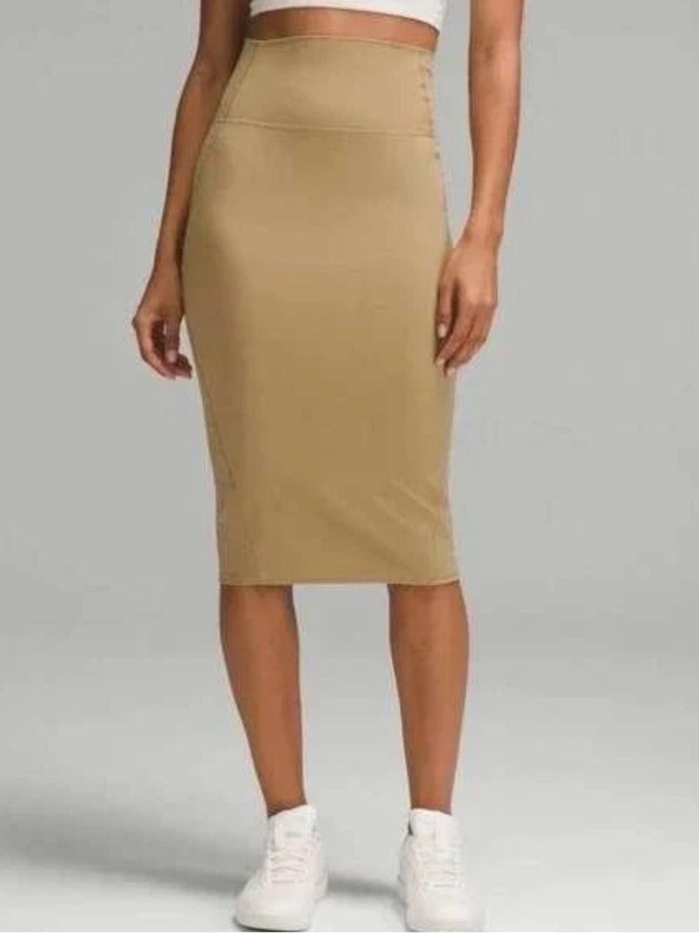 Lululemon Nuluโ Slim-Fit High-Rise Midi Skirt NWT Filbert Tan Pencil Sleek 6